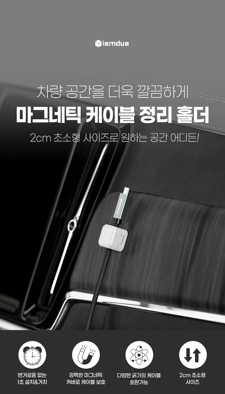 Aemdyu Charyangyong Mageutik Seonjeongri Cable Holdeo White , 6 Pack (아이엠듀 차량용 마그네틱 선정리 케이블홀더 화이트, 6개)