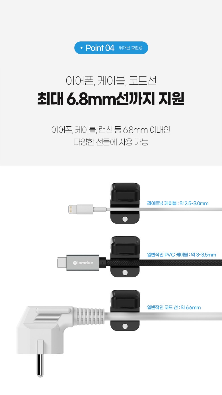 Aemdyu Charyangyong Mageutik Seonjeongri Cable Holdeo White , 6 Pack (아이엠듀 차량용 마그네틱 선정리 케이블홀더 화이트, 6개)