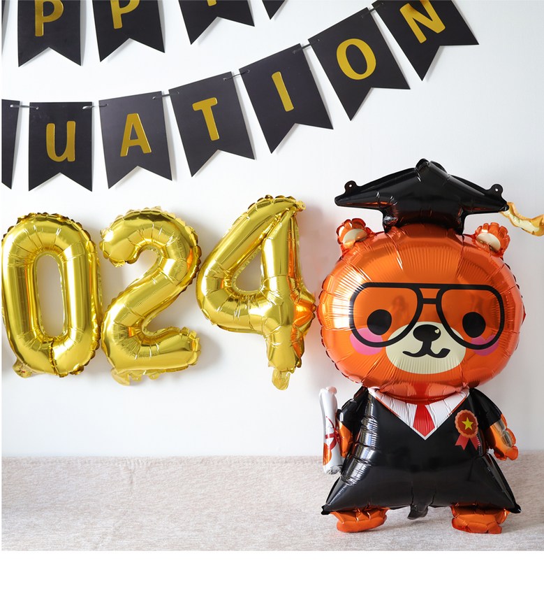 Patigutjeu Joleop Packets Tojon Kids Jip Yuchiwon Pungseon Sheets Sik Joleopsik Suryosik Patiyongpum , Sutja 3 D Gomdol Set (파티굿즈 졸업 포토존 어린이집 유치원 풍선 장식 졸업식 수료식 파티용품, 숫자3D곰돌이세트)