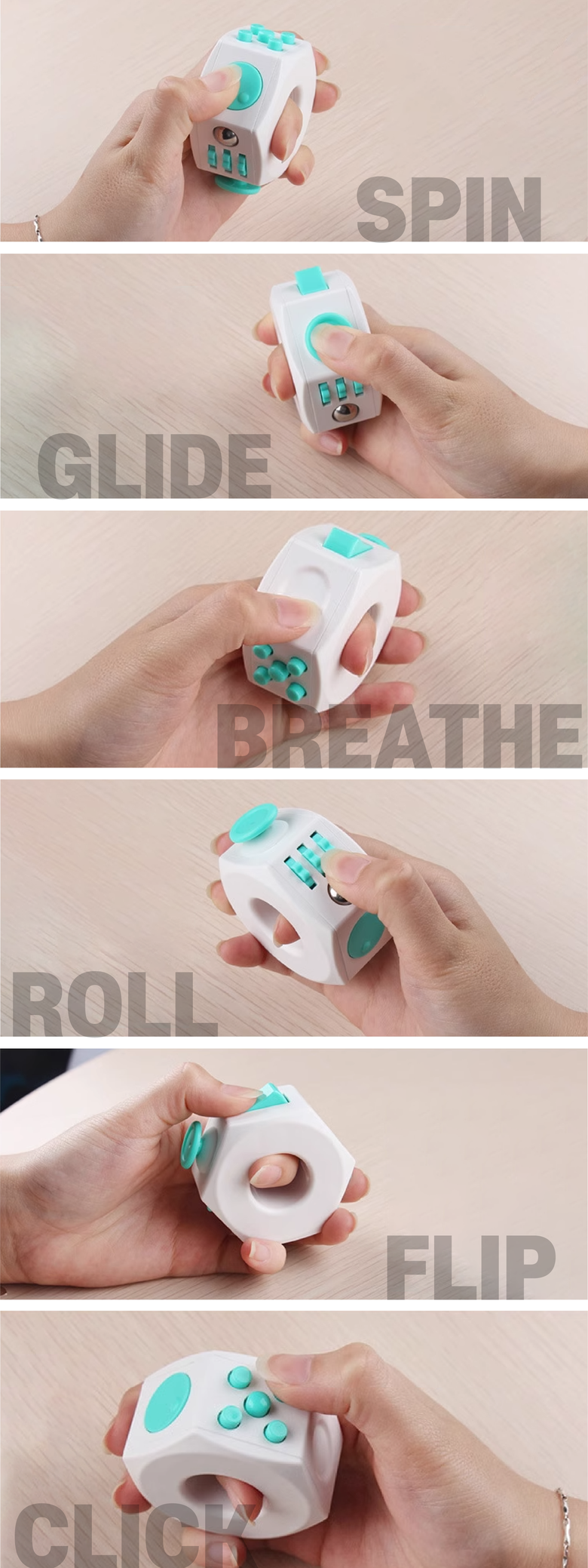 겜블리 6면 고급 피젯 큐브 링 스트레스 해소 키덜트, 민트, 1개 - 피젯큐브 | 쿠팡