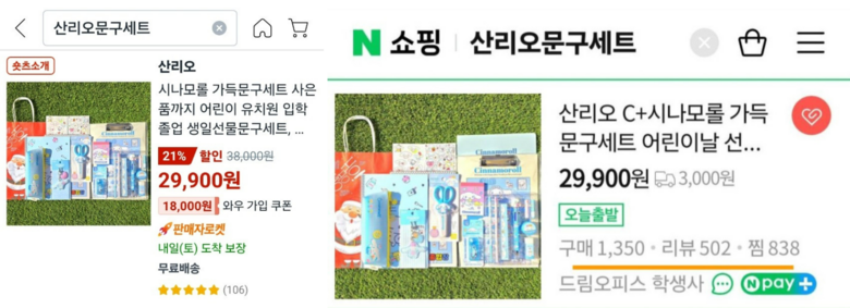 Sanrio Pungseongmungu Set Keuriseumaseu Kids Yuchiwon Chodeunghaksaeng Dancheseonmul Set (산리오 풍성문구세트 크리스마스 어린이 유치원 초등학생 단체선물세트)
