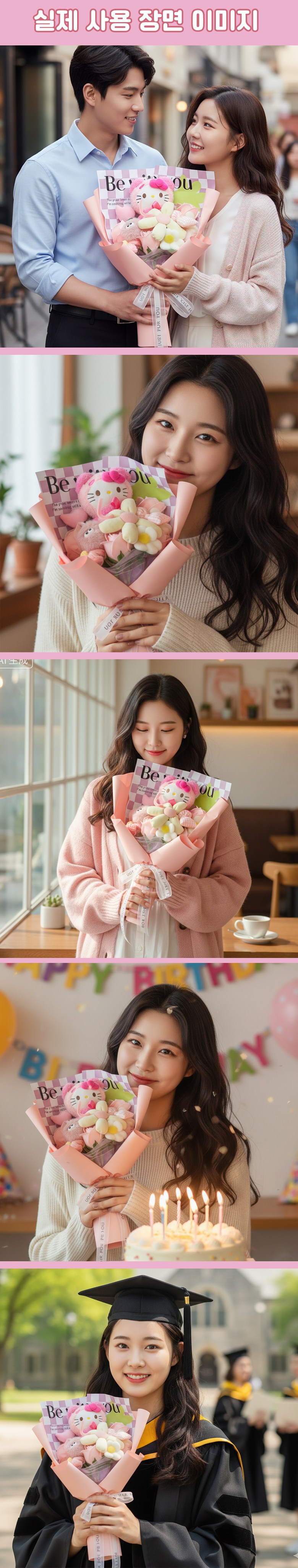 Colvani Inhyeong Kkotdabal Joleopsik Suryosik Seonmulyong Inhyeongkkot Syopingbaek Packets Ham Sanrio , 1 Pack , Peach Pink (Colvani 인형 꽃다발 졸업식 수료식 행사 선물용 인형꽃 쇼핑백 포함 산리오, 1개, 피치 핑크)