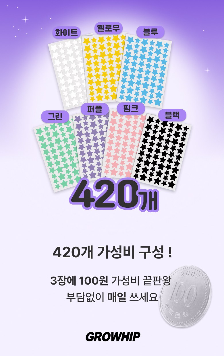 Geuhip Acne Rigi Byeolmoyang Paechi , 1 Pack , 4 20 Pack (그로힙 여드름 가리기 별모양 패치, 1개, 420개입)