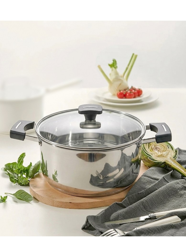 ROYAI ONE Indeoksyeon Gyeomyong 304 Stainless Yangsu Naembi , 1 Pack , Eunsaek , 22 cm (ROYAI ONE 인덕션 겸용 304 스텐 양수 냄비, 1개, 은색, 22cm)