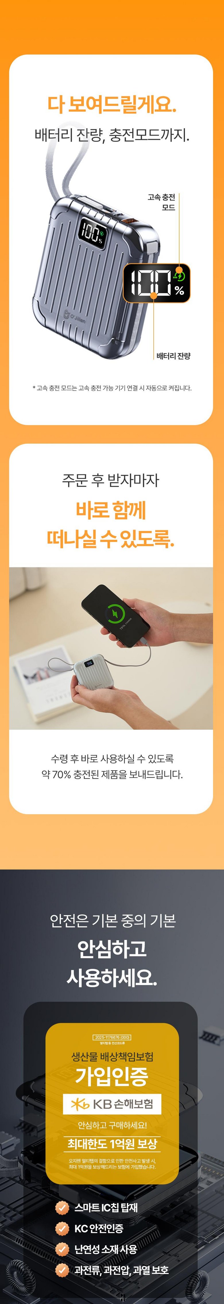 Ojiren Gosok Charging Chogyeongryang Bojo Pear Teori 10000 mAh, Silver (오지렌 고속충전 초경량 보조배터리 10000mAh, 실버)