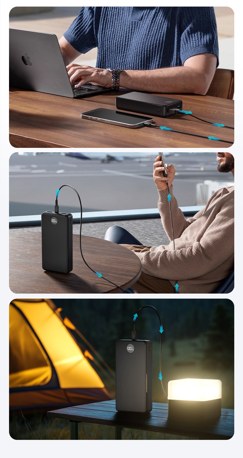 UOOFON Gosok Charging Large Size Bojo Pear Teori 30000 mAh PD 22.5 W QC 3.0 Janryangpyosi Multi Danja + 20 W USB-C Cable , Black -30000 mAh, P 1 (UOOFON 고속충전 대용량 보조배터리 30000mAh PD 22.5W QC3.0 잔량표시 멀티단자 + 20W C타입 케이블, 블랙-30000mAh, P1)