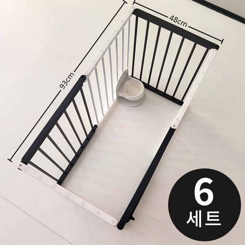 HZDMJ Paet Ultari Ban Ryo Dongmul Daehyeonggyeon Ultari Teunteun Metal Anjeonmun Nonseulrip Jadong Jamgeum Aegyeon Penseu Daehyeong Ultari Silnae (HZDMJ 팻 울타리 반려동물 대형견 울타리 튼튼한 메탈 안전문 논슬립 자동 잠금 애견 펜스 대형 울타리 실내용 반려동물펜스, 6세트, 블랙/화이트)
