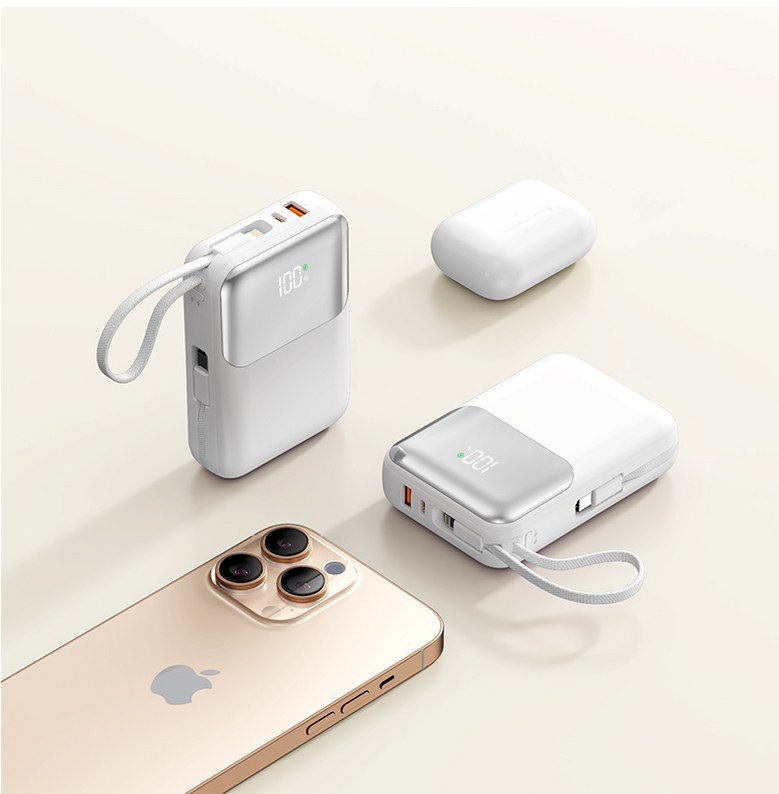 Auseuhil PD 22.5 W QC 3.0 Gosok Charging Cable Chehyeong Large Size Bojo Pear Teori 20000 mAh, Peopeul (아우스힐 PD 22.5W QC3.0 고속충전 케이블 일체형 대용량 보조배터리 20000mAh, 퍼플)