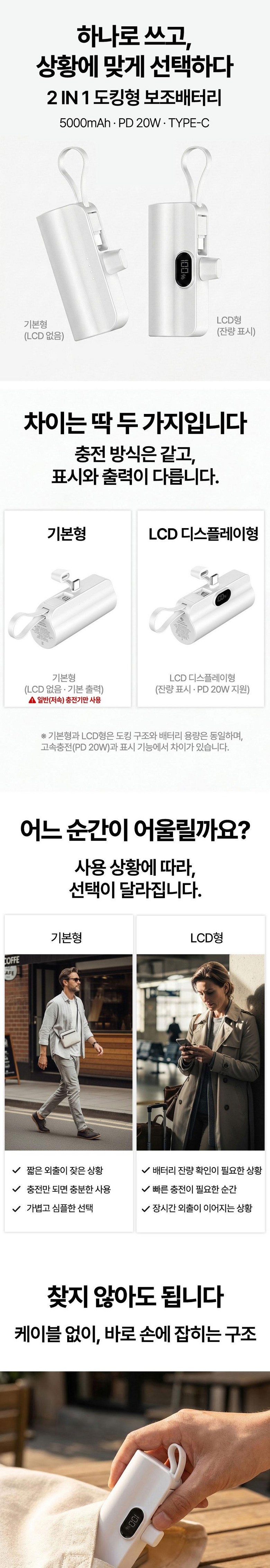 Wonwe Kinghyeong Bojo Pear Teori 2 in 1 Gosok Charging c Ta Pack Portable Charger , White , Gibonhyeong (원웨이 도킹형 보조배터리 2in1 고속충전 c타입 휴대용 충전기, 화이트, 기본형)