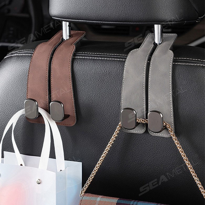 SEAMETAL Dyueol Whoo Keu Jadongcha Whoo Keugeol Hedeureseuteu Gori Geolswae Injo Seuwedeu + Metalsojae , Black , 2 Pack (SEAMETAL 듀얼후크 자동차 후크걸이 헤드레스트 고리 걸쇄 인조 스웨이드+메탈소재, 블랙, 2개)