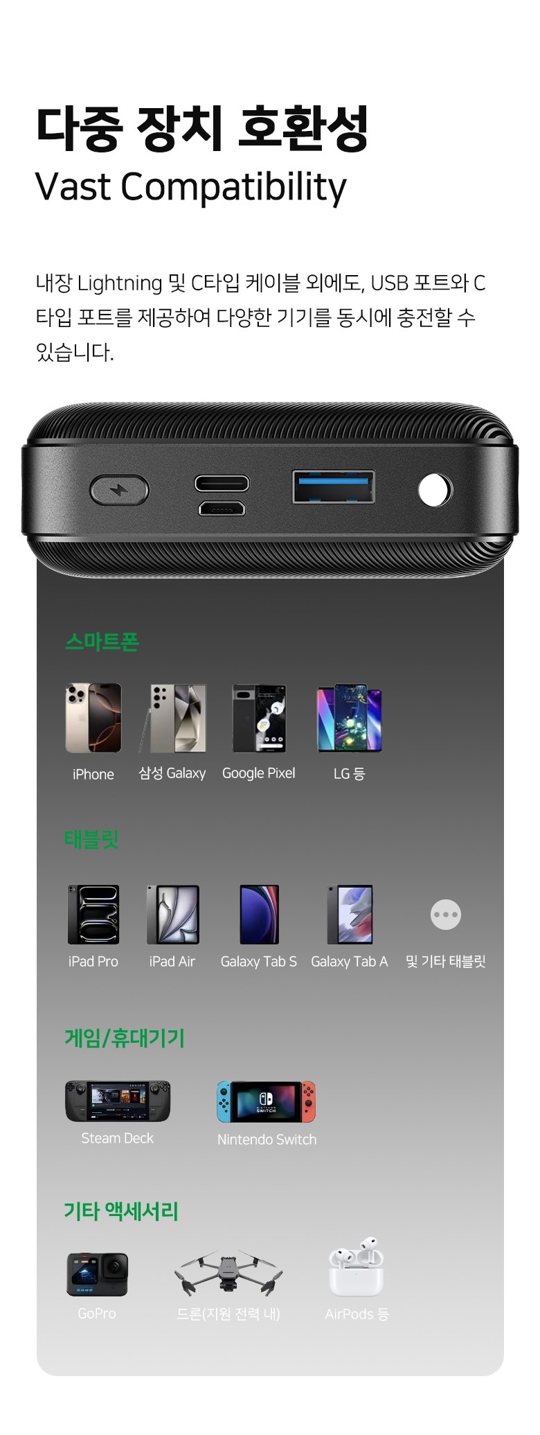 UOOFON Large Size Bojo Pear Teori 40000 mAh Chehyeong Gosok Charging PD 22.5 W QC 3.0 Janryangpyosi Multi Danja , Black , P 8 (UOOFON 대용량 보조배터리 40000mAh 일체형 고속충전 PD 22.5W QC3.0잔량표시 멀티단자, 블랙, P8)