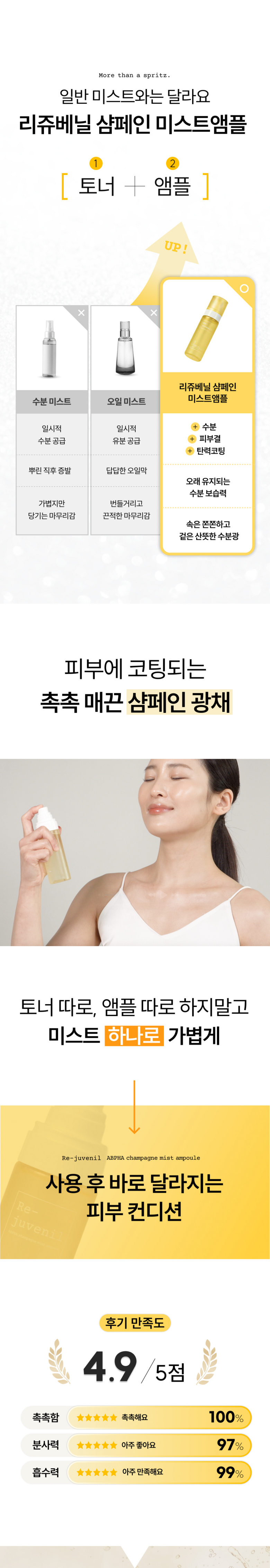 Rijyubenil Abapaha Syampein Mist Ampoule Soothing Serum Collagen Ahabahapaha Seupgi Mist Aekeurin Clear Tin Peptadeu Jaesaeng Moisturizing Seungmuwon Mist (리쥬베닐 아바파하 샴페인 미스트앰플 진정 세럼 콜라겐 아하바하파하 가습기 미스트 애크린 클리어틴 펩타이드 재생 보습 승무원미스트, 1개, 80ml)