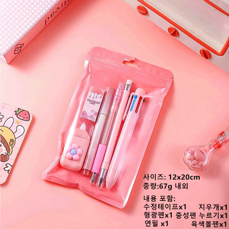 Hongeonmokyo Gwiyeoun Mungu Set Sinhakgi Joleop Danche Seonmul Hakyongpum Samuyongpum 6 Types Seonmul Set (홍언목요 귀여운 문구세트 신학기 졸업 단체 선물 학용품 사무용품 6종 선물세트)