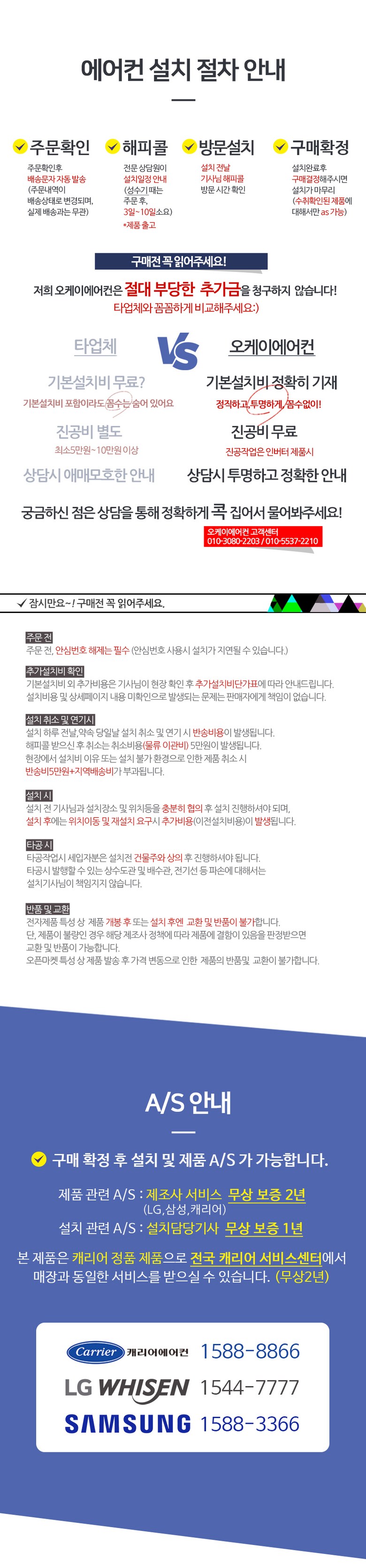 캐리어 원룸 에어컨 냉방 바람 방향 설정 이미지