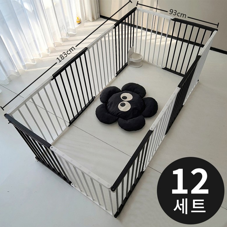 HZDMJ Paet Ultari Ban Ryo Dongmul Daehyeonggyeon Ultari Teunteun Metal Anjeonmun Nonseulrip Jadong Jamgeum Aegyeon Penseu Daehyeong Ultari Silnae (HZDMJ 팻 울타리 반려동물 대형견 울타리 튼튼한 메탈 안전문 논슬립 자동 잠금 애견 펜스 대형 울타리 실내용 반려동물펜스, 6세트, 블랙/화이트)