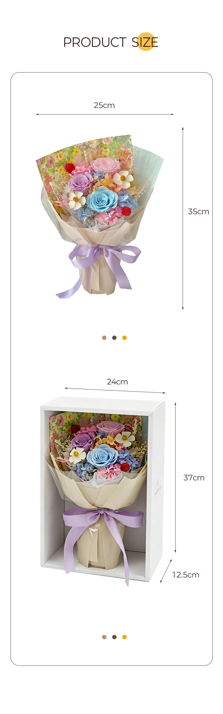 Peurijeobeudeu Rose Kkotdabal Sideulji Anh Yeongsaenghwa Ginyeom Joleop Chukha Seonmul Peulrawo Box , F (프리저브드 장미 꽃다발 시들지 않는 영생화 기념일 졸업 축하 선물 플라워 박스, F)