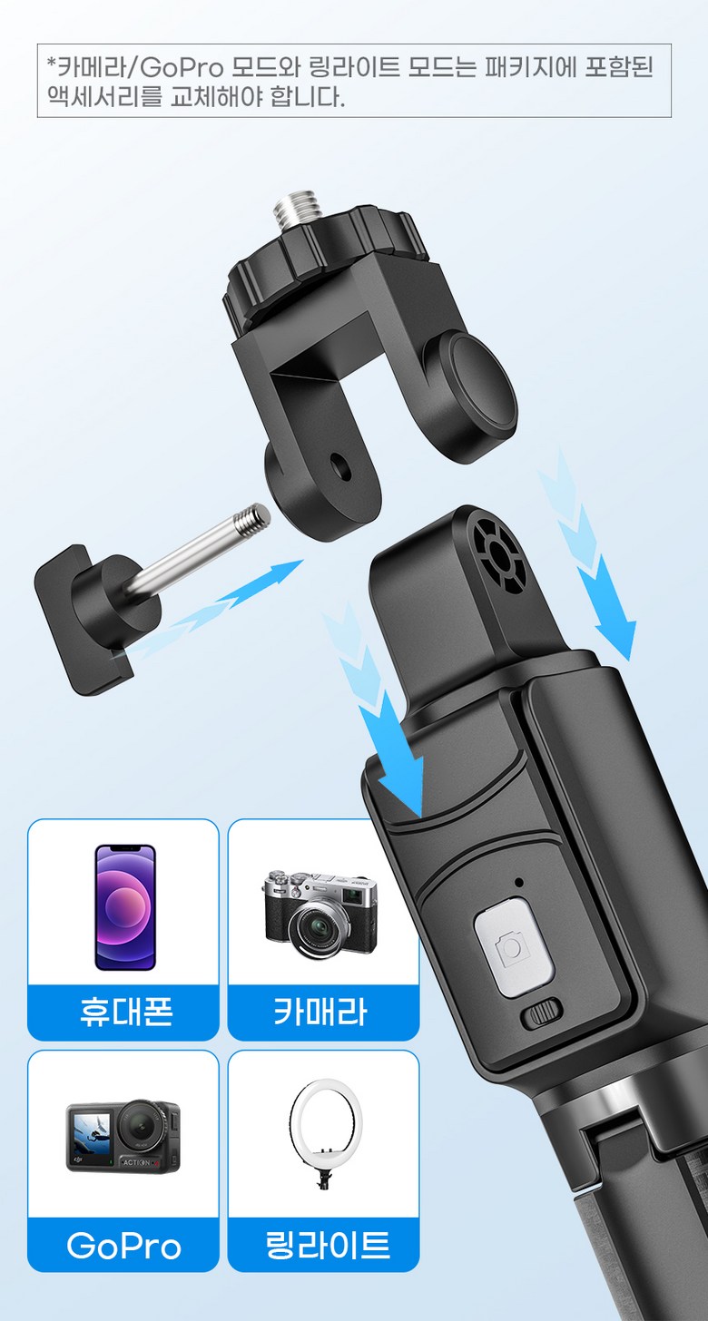 NICESUN 블루투스 휴대폰 삼각대 스마트폰/카메라/고프로 삼각대 셀카봉 170cm S8, 화이트