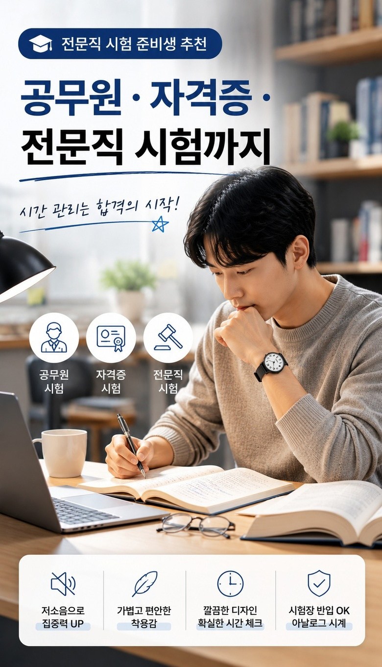 리베이 남녀공용 저소음 손목 수능시계 상세 이미지 7