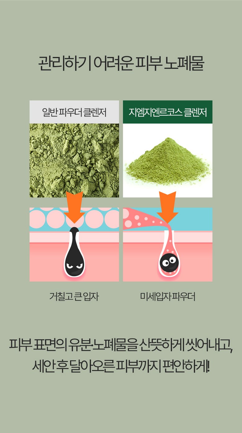Jiemjienreukoseu Ssuk Rice Cake Soothing Green Tea Salrisilsan Hyoso Powder Cleanser , 50 g, 1 Pack (지엠지엔르코스 쑥떡 진정 녹차 살리실산 프리미엄 효소 파우더 클렌저, 50g, 1개)