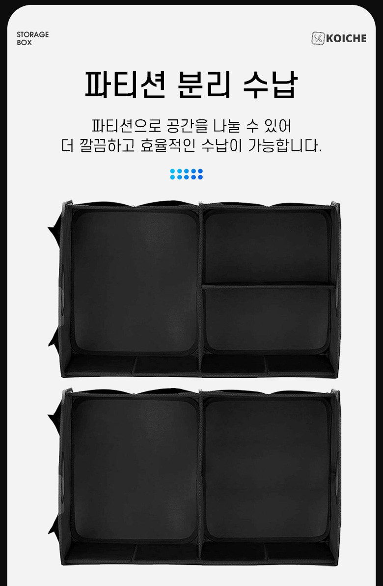 Koche Dayong Poldinghyeong Jeopsik Jadongcha Teureongkeu Jeongri Sunapham , Black (코이체 다용도 폴딩형 접이식 자동차 트렁크 정리 수납함, 블랙)