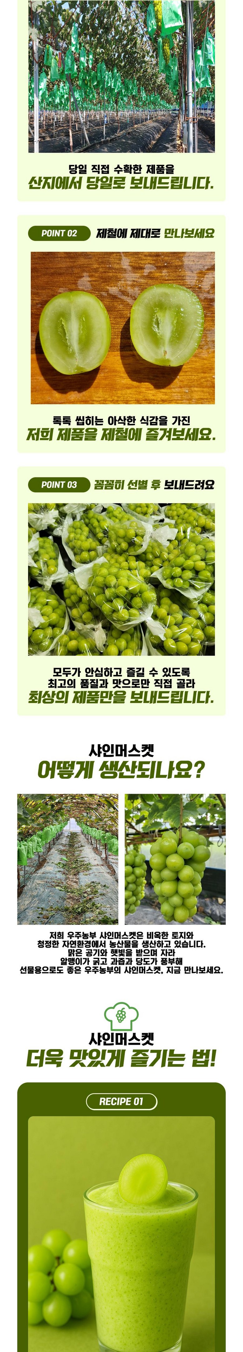 Ujunongbu Mango Grape Ssieops Grape High Sweetness Syainmeoseuket 1 Box 2 KG(2~4 Su ) (우주농부 프리미엄 망고포도 씨없는포도 고당도 샤인머스켓 1박스 2KG(2~4수))