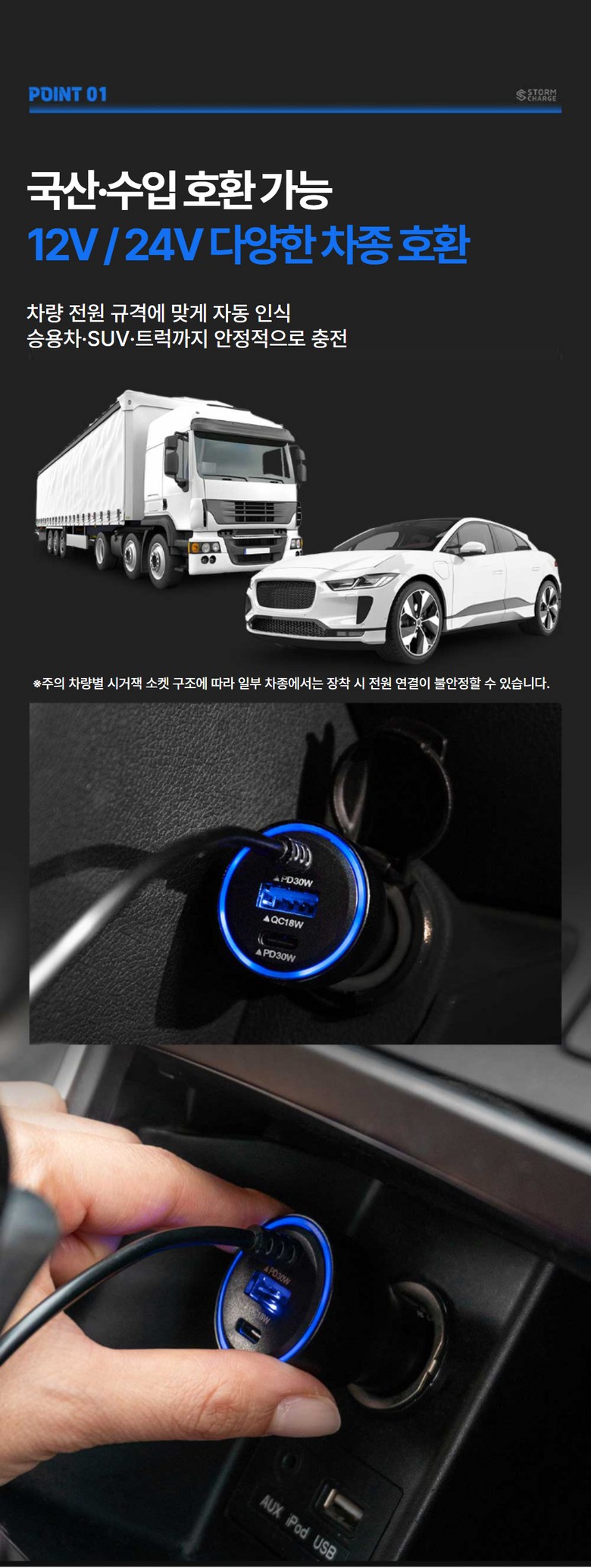 스톰차지 차량용 초고속 시거잭 충전기, 메탈블랙, SC-112601