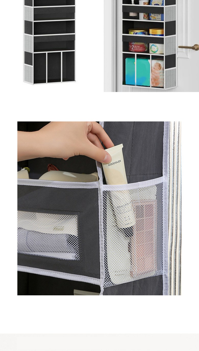 ROYAI ONE Paebeurik 6 Dan Geolsik Mungeol Sunap Seonban Sunap Packets Ket , 1 Pack , White Geure (ROYAI ONE 패브릭 6단 걸이식 문걸이 수납 선반 수납포켓, 1개, 화이트그레이)
