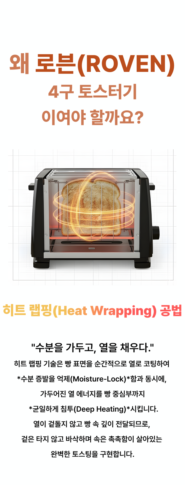 듀얼조절 로븐 4구 토스터기 6단계 굽기조절, RV-T401W