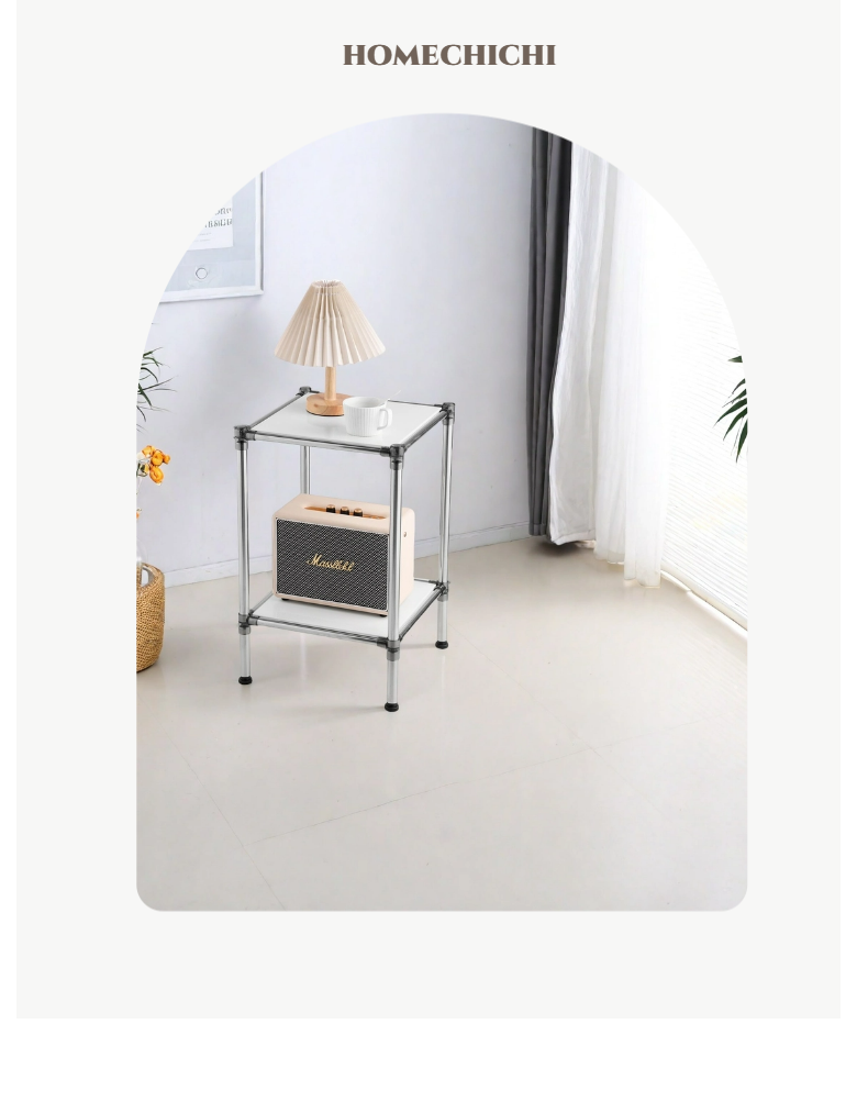 Homchichi Modyul Gu Stainless Reseu 2 Danseonban , 2 Dan , Yellow (홈치치 모듈 가구 스텐레스 2단선반, 2단, 옐로우)
