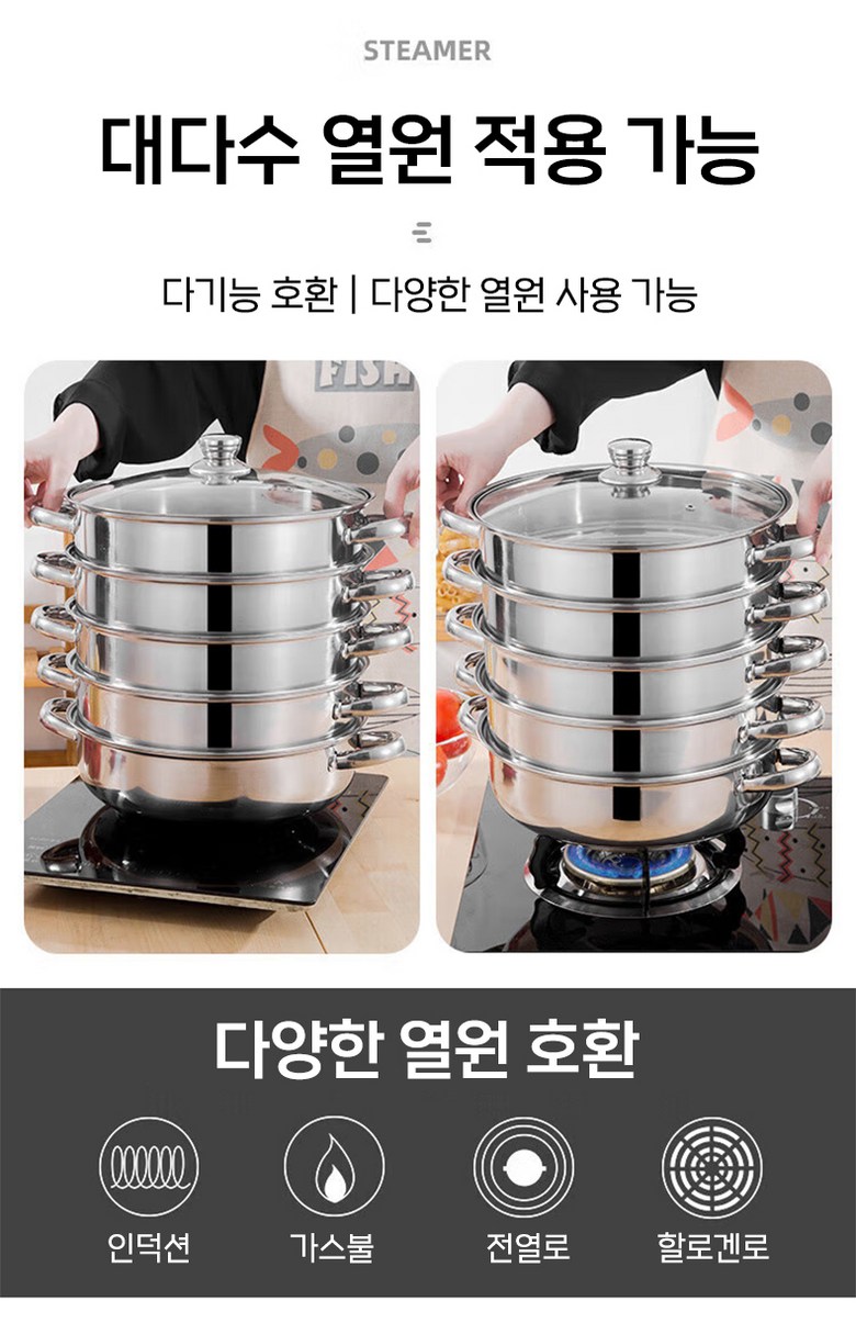 Stainless Indeoksyeon Beomyong Jjimgi Syabeusyabeu , 2 Pack , 27.5 cm (스텐 인덕션 범용 찜기 샤브샤브, 2개, 27.5cm)