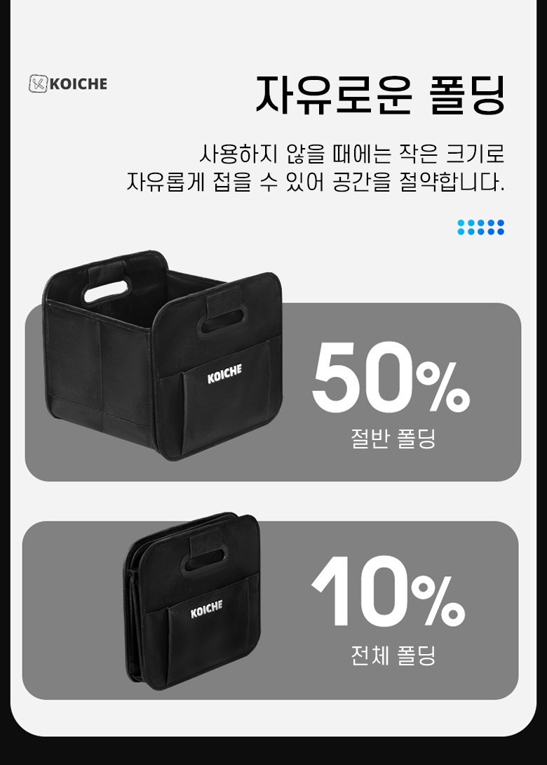 Koche Dayong Poldinghyeong Jeopsik Jadongcha Teureongkeu Jeongri Sunapham , Black (코이체 다용도 폴딩형 접이식 자동차 트렁크 정리 수납함, 블랙)