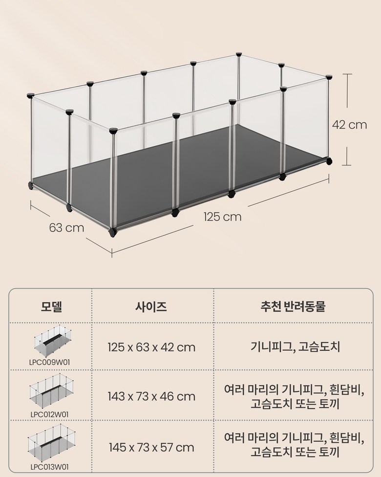 SONGMICS Ban Ryo Dongmul Ultari Joripsik Teunteun Anjeon Silnaeyong Ultari Penseu , 1 Pack , Tumyeong (SONGMICS 반려동물 울타리 조립식 튼튼한 안전한 실내용 울타리 펜스, 1개, 투명)