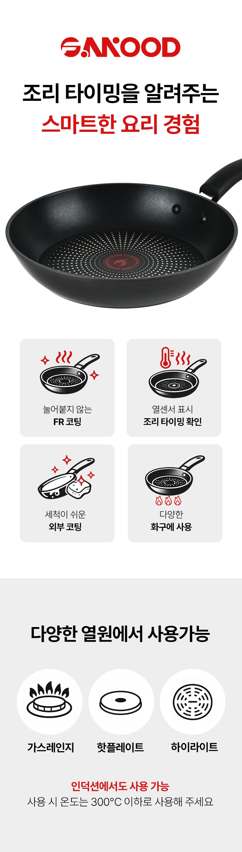 FANOOD Indeoksyeon Alruminyum Non Stick Red Hateu Peurapaen , 1 Pack , 26 cm (FANOOD 인덕션 알루미늄 논스틱 레드하트 프라이팬, 1개, 26cm)