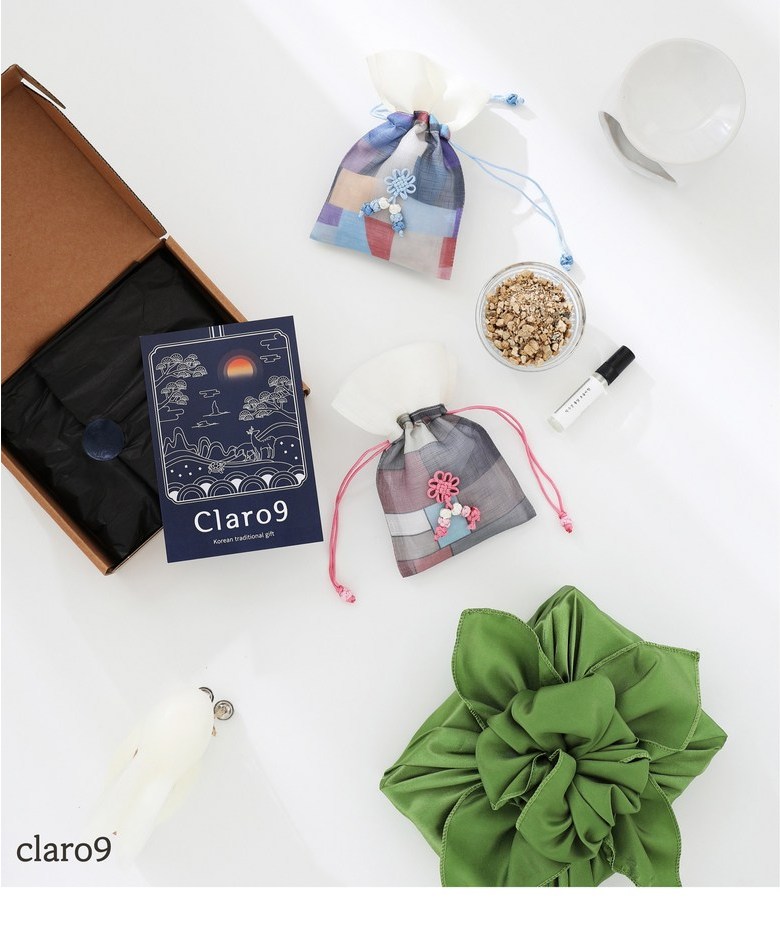 Cleronine Traditional Korean Lucky Bag Sachet Full Set with Bojagi