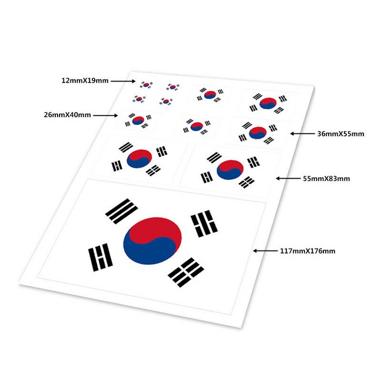 Taegeukgi Seutikeo Guk Gukgi Charyangyong Seutikeo Bangsu 12 Sheets , 1 Set (태극기 스티커 한국 국기 차량용 스티커 방수 12장, 1세트)