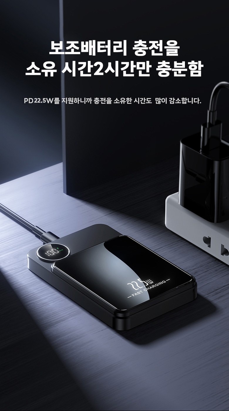 MAC Set Peu Bojo Pear Teori 10000 mAh Wireless Large Size Byeoun Apon Gaelreoksi Use Neung , Green (맥세이프 보조배터리 10000mAh 무선 대용량 가벼운 아이폰 갤럭시 사용가능, 그린)