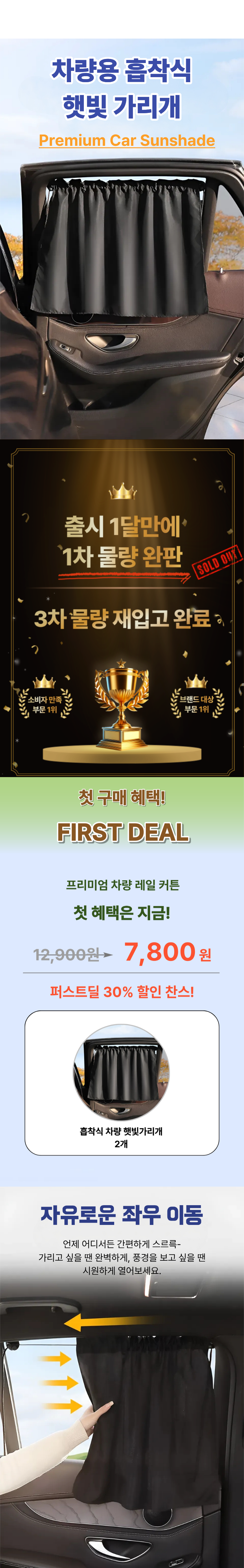 Jeseudi Heupchaksik Charyang Haetbitri Pack Keoteun , 2 Pack , Black (제이스디 흡착식 차량 햇빛가리개 커튼, 2개, 블랙)