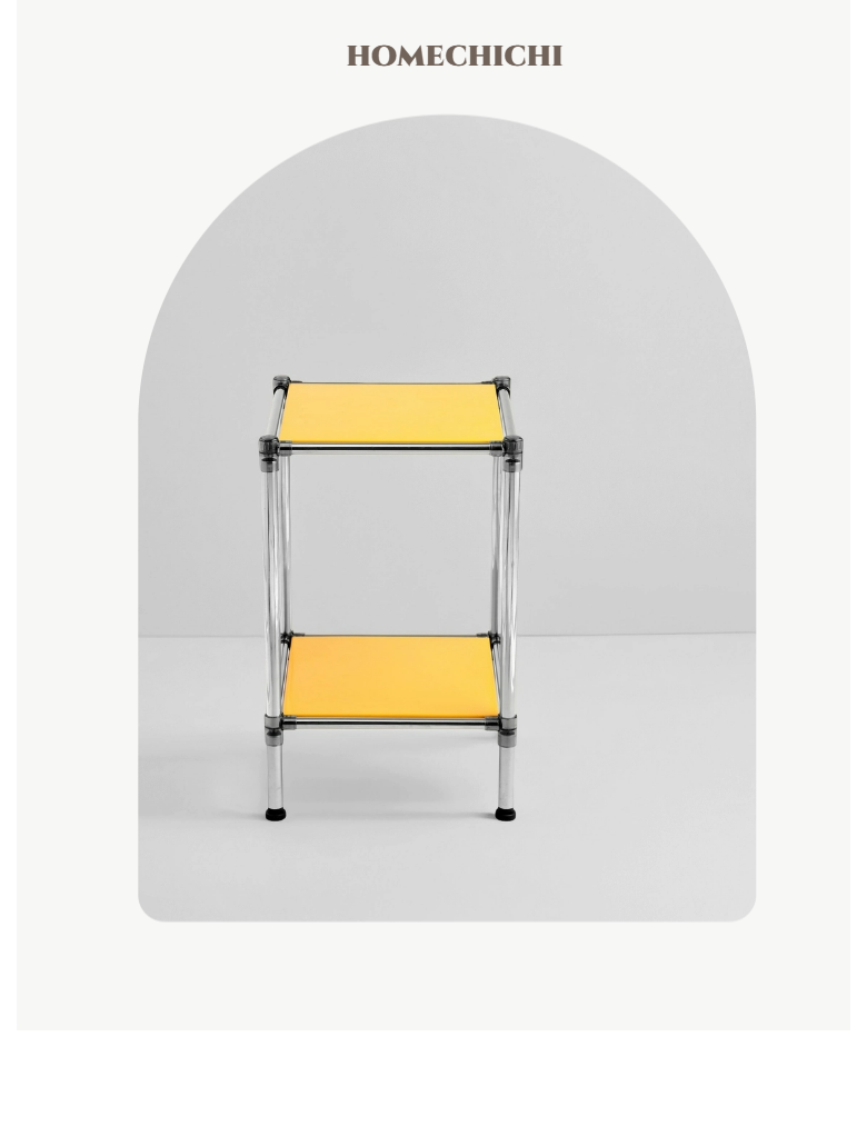 Homchichi Modyul Gu Stainless Reseu 2 Danseonban , 2 Dan , Yellow (홈치치 모듈 가구 스텐레스 2단선반, 2단, 옐로우)