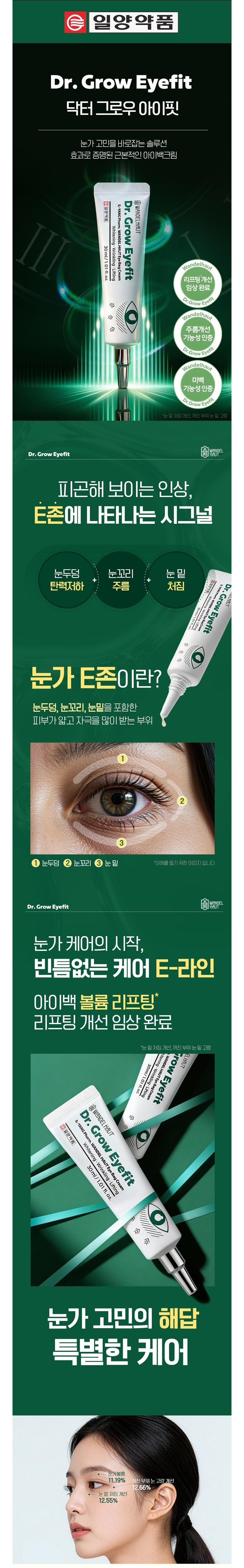 Yangyakpum Bandelhauteu Dakteogeuu Apit Abaek Cream A Cream Nunmitjibang Anti-Wrinkle Jegeo Kkeojim , 1 Pack , 30 ml (일양약품 반델하우트 닥터그로우 아이핏 아이백크림 아이크림 눈밑지방 주름 제거 꺼짐, 1개, 30ml)