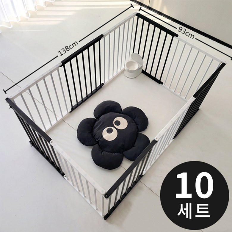HZDMJ Paet Ultari Ban Ryo Dongmul Daehyeonggyeon Ultari Teunteun Metal Anjeonmun Nonseulrip Jadong Jamgeum Aegyeon Penseu Daehyeong Ultari Silnae (HZDMJ 팻 울타리 반려동물 대형견 울타리 튼튼한 메탈 안전문 논슬립 자동 잠금 애견 펜스 대형 울타리 실내용 반려동물펜스, 6세트, 블랙/화이트)