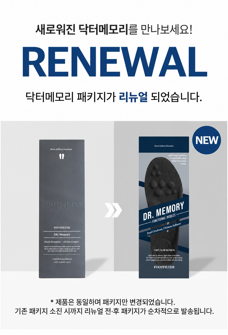 닥터메모리 발충격 32% 감소 특허 무중력 발편한 족저근막 보호 아치 신발깔창 상세 이미지 1