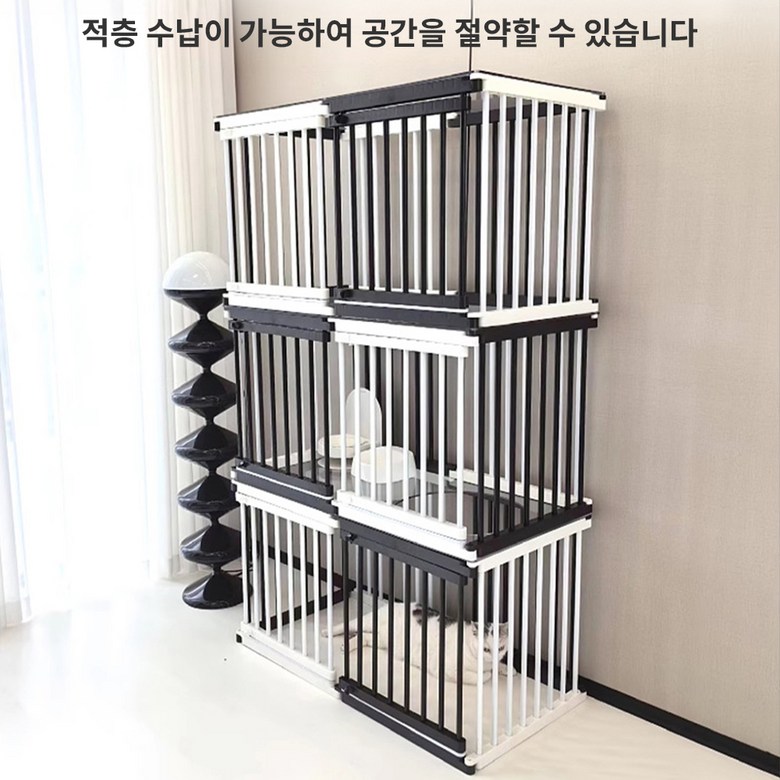 HZDMJ Paet Ultari Ban Ryo Dongmul Daehyeonggyeon Ultari Teunteun Metal Anjeonmun Nonseulrip Jadong Jamgeum Aegyeon Penseu Daehyeong Ultari Silnae (HZDMJ 팻 울타리 반려동물 대형견 울타리 튼튼한 메탈 안전문 논슬립 자동 잠금 애견 펜스 대형 울타리 실내용 반려동물펜스, 6세트, 블랙/화이트)