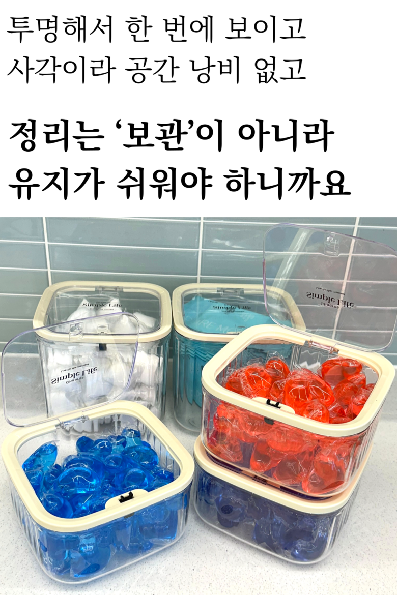 Chaeseu Pyeonri Dayong Wonteochi Kaepsyul Set Je Storage Ham , Tumyeong (채로스 편리한 다용도 원터치 캡슐세제 보관함, 투명)