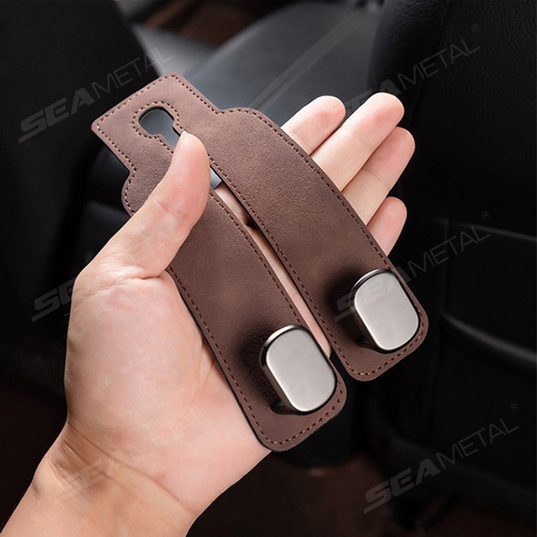 SEAMETAL Dyueol Whoo Keu Jadongcha Whoo Keugeol Hedeureseuteu Gori Geolswae Injo Seuwedeu + Metalsojae , Black , 2 Pack (SEAMETAL 듀얼후크 자동차 후크걸이 헤드레스트 고리 걸쇄 인조 스웨이드+메탈소재, 블랙, 2개)