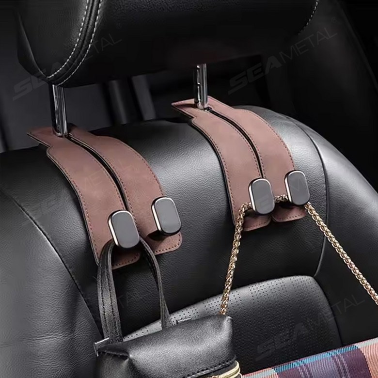 SEAMETAL Dyueol Whoo Keu Jadongcha Whoo Keugeol Hedeureseuteu Gori Geolswae Injo Seuwedeu + Metalsojae , Black , 2 Pack (SEAMETAL 듀얼후크 자동차 후크걸이 헤드레스트 고리 걸쇄 인조 스웨이드+메탈소재, 블랙, 2개)